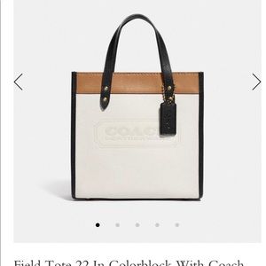 Coach leather field tote 22 / chalk